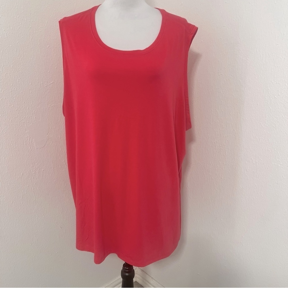 Terra & Sky Women's Plus Size 3X (24W-26W) Swing Tank Summer Shirt Coral Punch - Picture 2 of 5
